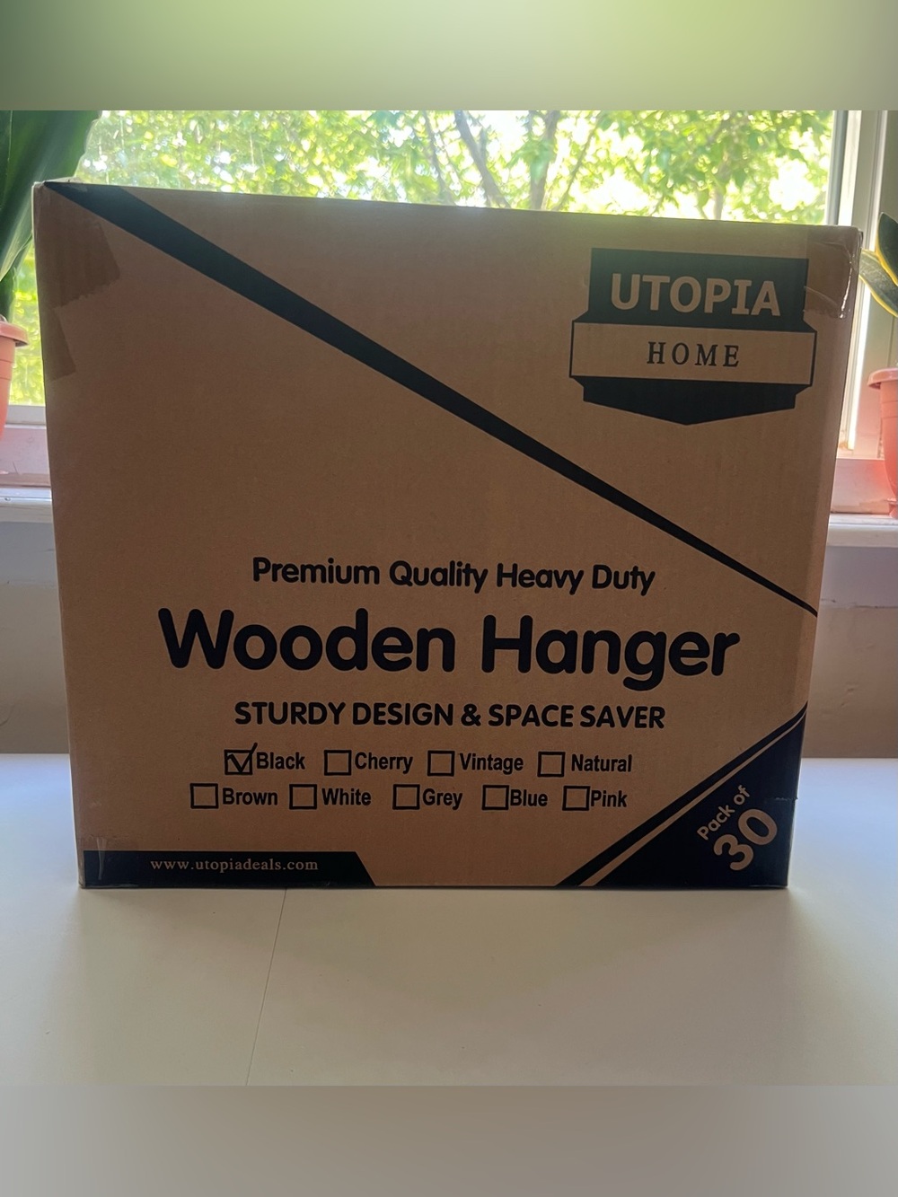 Utopia Home Black Wooden Hangers - Pack of 30